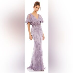 MAC DUGGAL #67493 VINTAGE FLUTTER SLEEVE EVENING GOWN